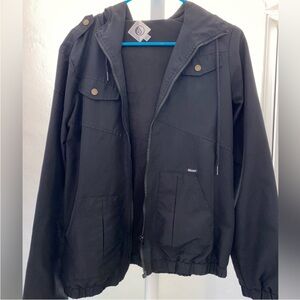 Volcom Black Hooded Windbreaker Jacket